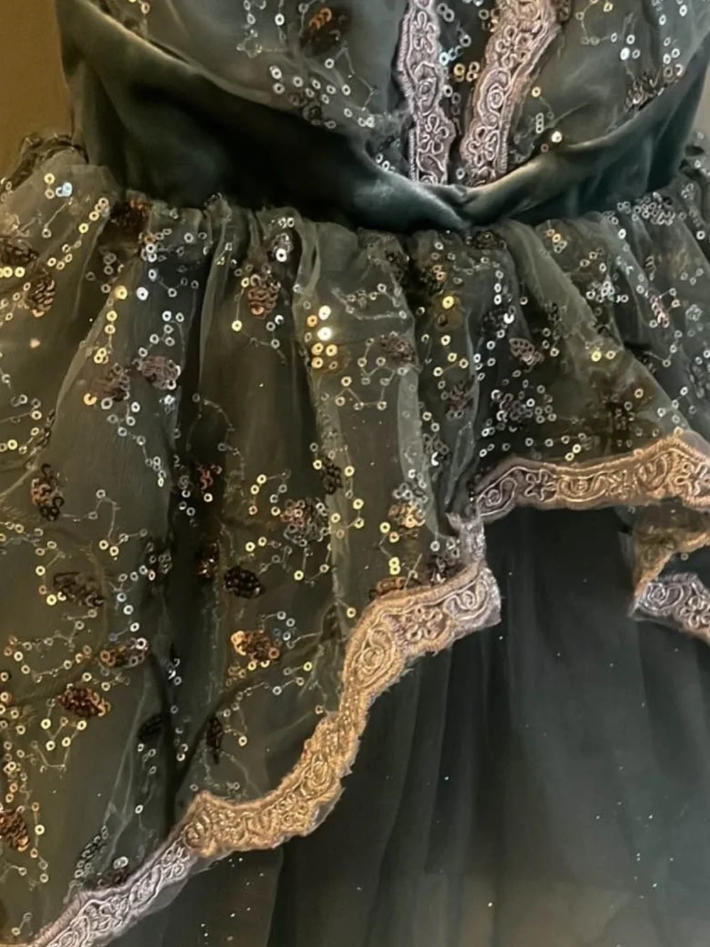 Weissman Olive Green Sequin Lace Tulle Dance Costume
